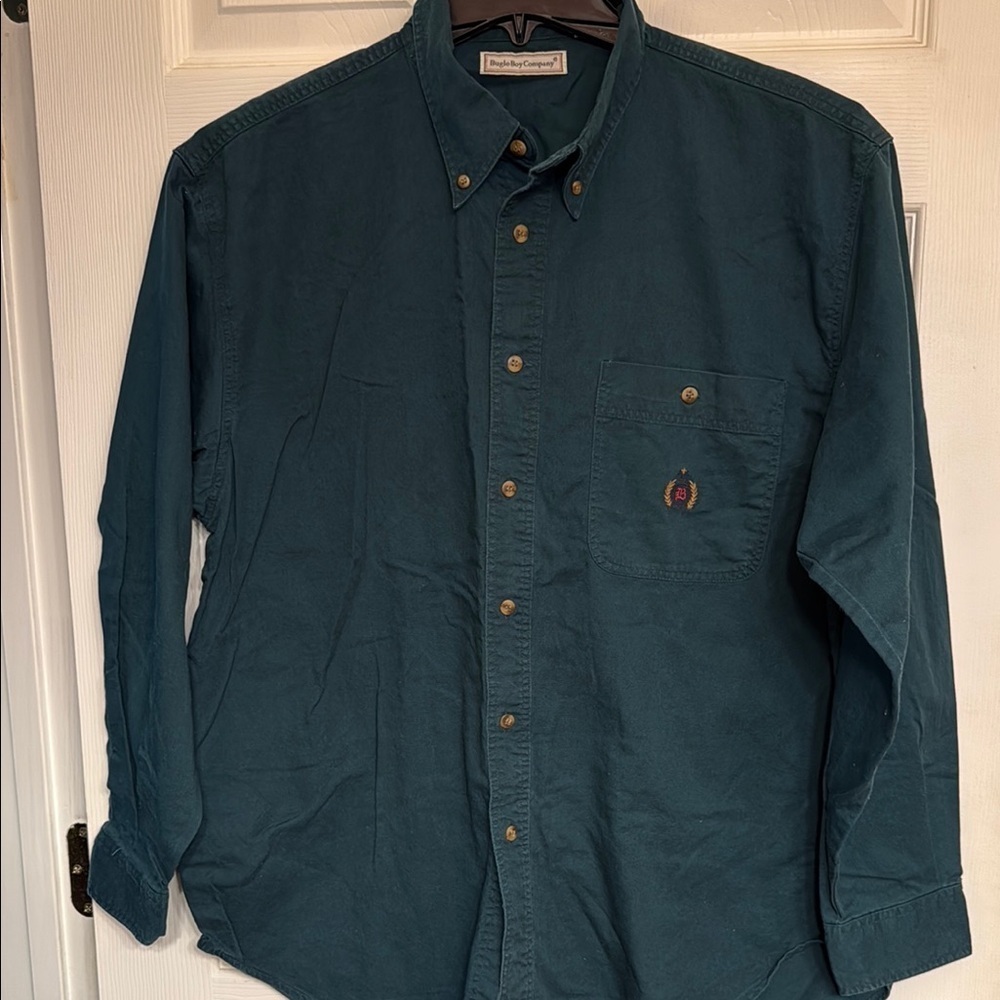 VTG Bugle Boy Company Green Casual Button Down Shirt 90s Y2K